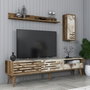 Hanah Home Valensiya Mueble de TV - Nogal, Blanco, Mármol